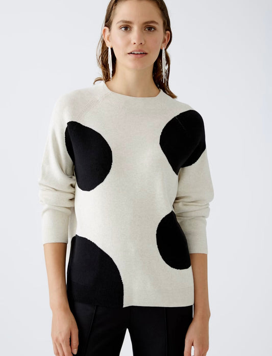 Oui White and Black Polka Dot Jumper