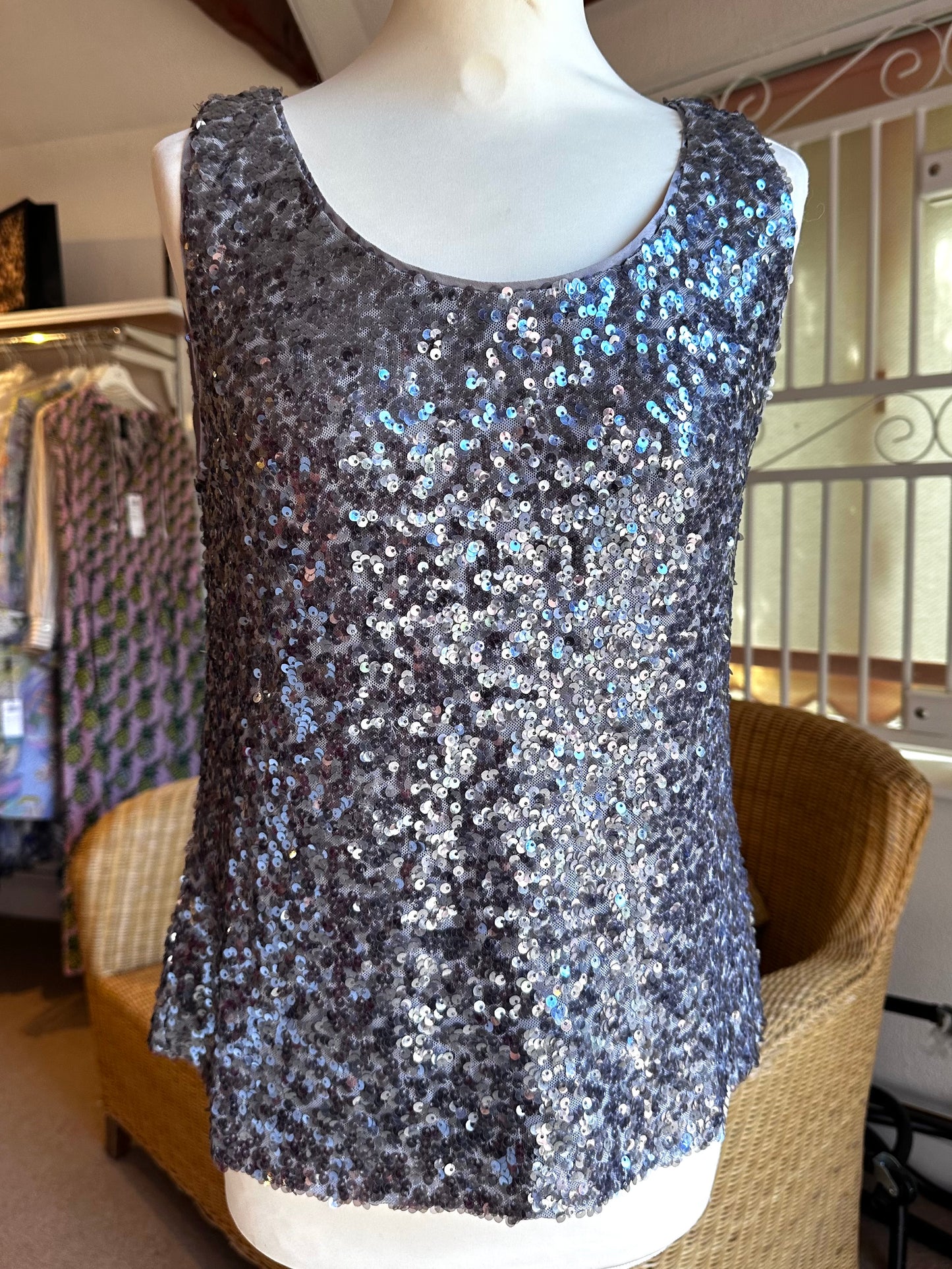 Penny Black Sequin Vest Top    Grey
