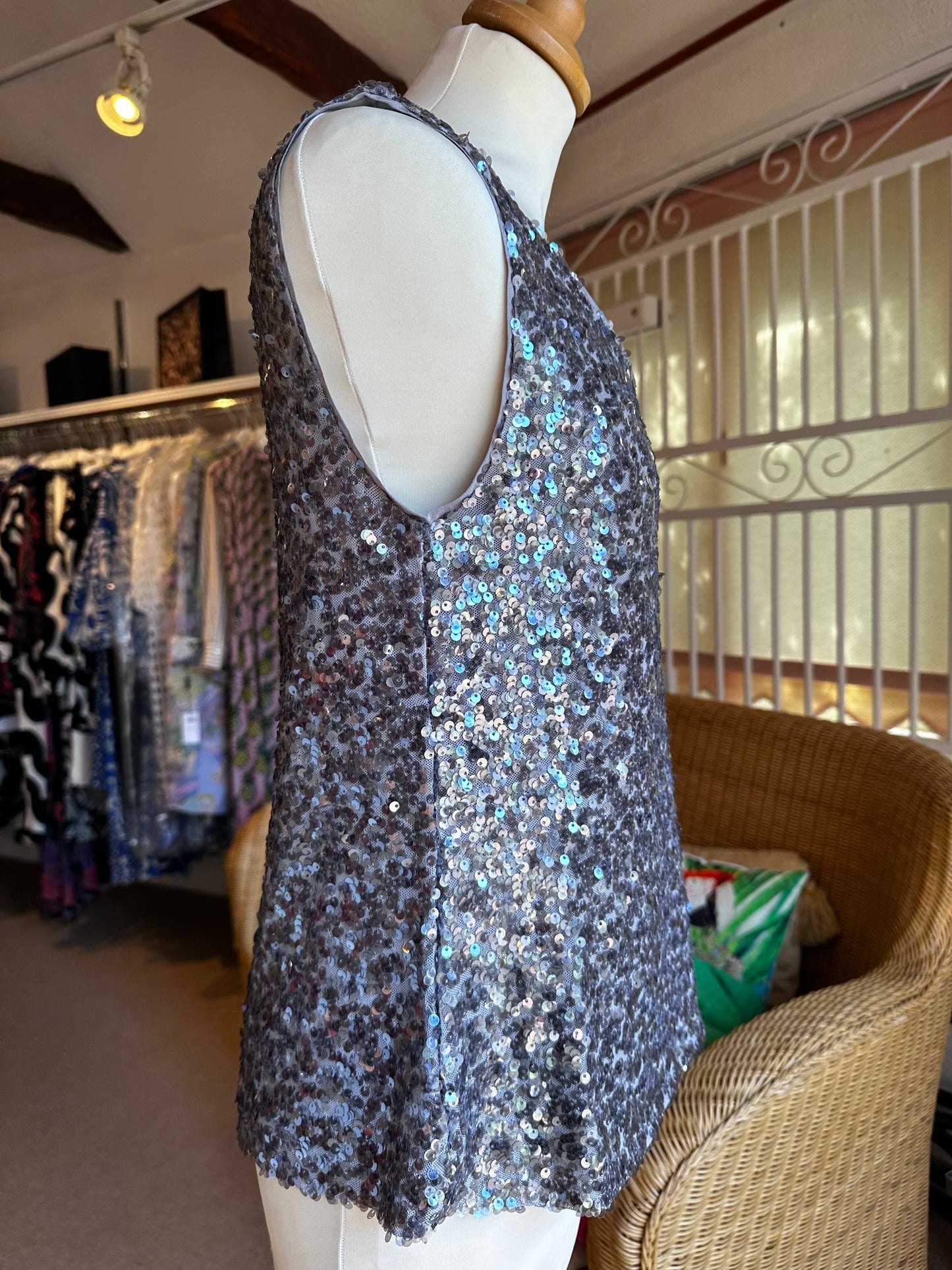 Penny Black Sequin Vest Top    Grey