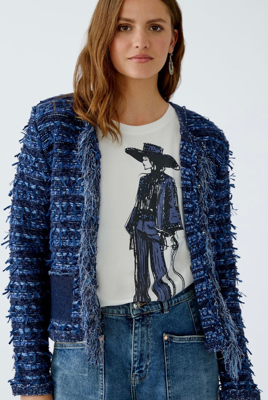 Oui Dark Blue Knit Jacket