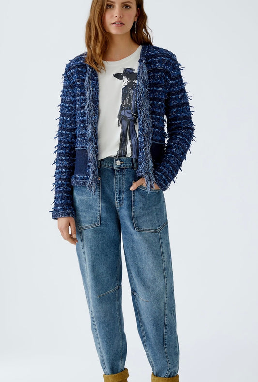 Oui Dark Blue Knit Jacket