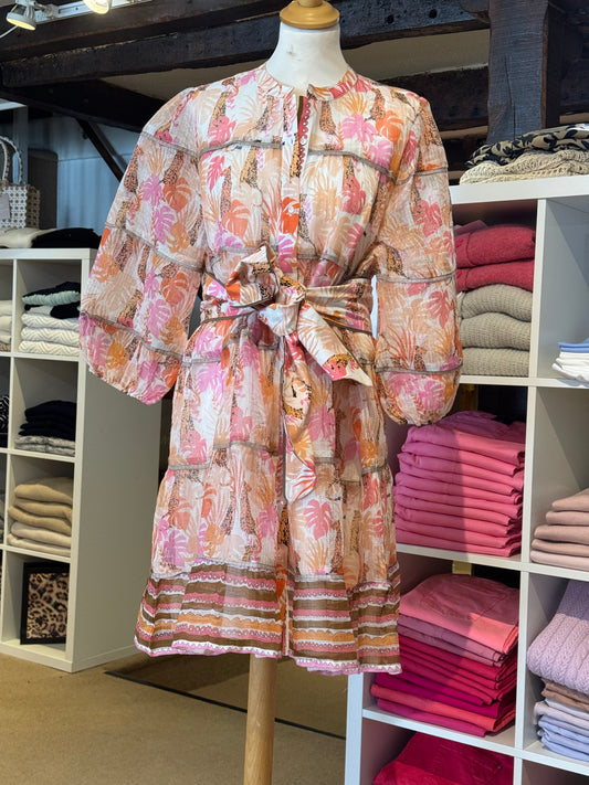 Fuego Chiffon Tiered Cheetah Print Dress