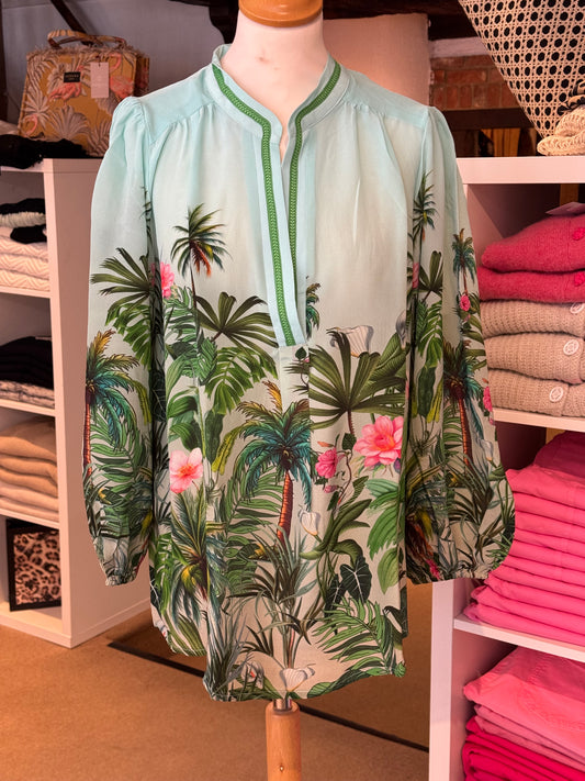 Inoa Pupper Silk Palm Green Blouse