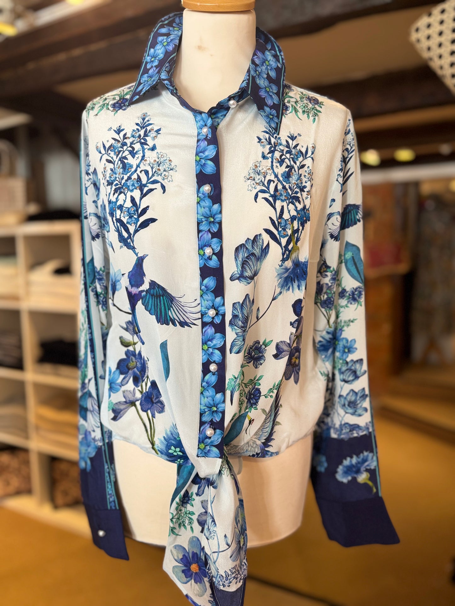 Inoa Lamium Blouse  Flowers Blu