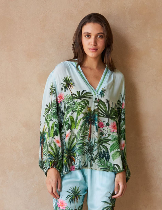 Inoa Pupper Silk Palm Green Blouse