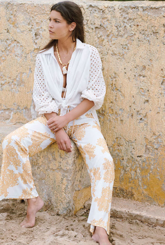 Fuego  Cream Embroidery Shirt