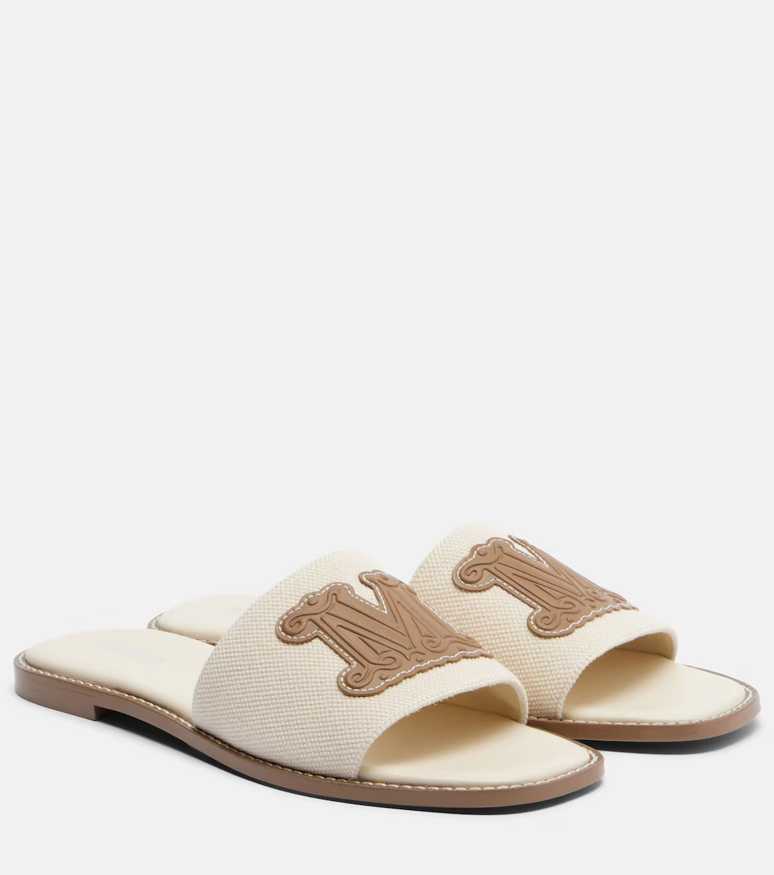 MaxMara Causaso Leather Canvas Sandals