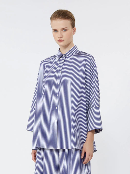 Weekend MaxMara Cotton Poplin Oversize Shirt     Dark Blue  WKDHUDSON