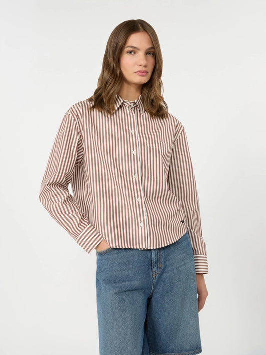 Weekend MaxMara Cotton Poplin Shirt  WKDOVATTA  Chocolate and white stripe