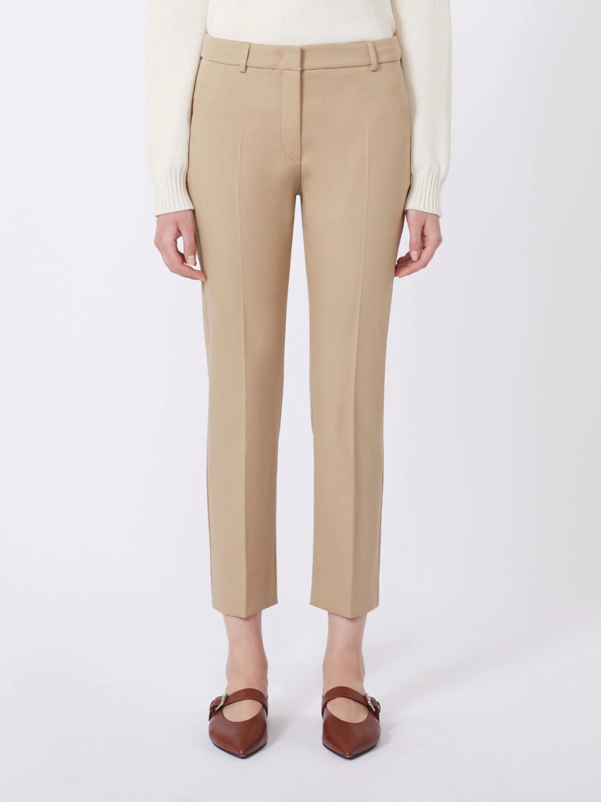 Weekend Maxmara WKDDVITE Cotton Trousers  Sand