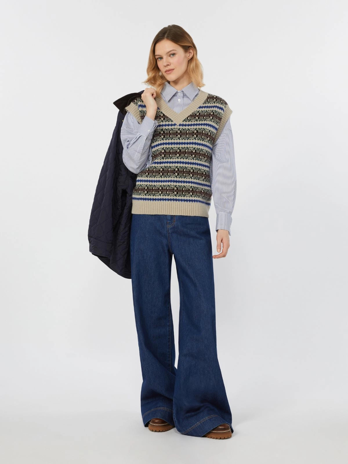 Weekend MaxMara Wool and Alpaca Jacquard Gilet   Fleres