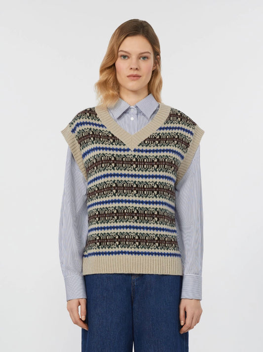 Weekend MaxMara Wool and Alpaca Jacquard Gilet   Fleres