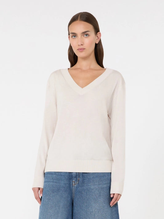 Weekend Maxmara Wool,Silk and Cashmere V neck Jumper  Ivory   WKDTALAMO