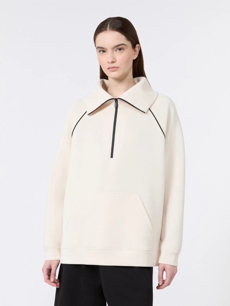 Weekend Maxmara Cream Sweatshirt with navy piping   Wkdballata