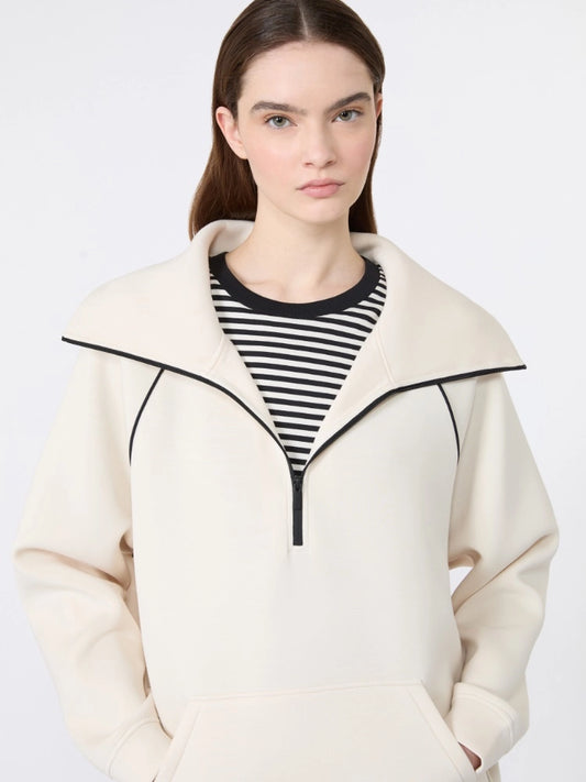 Weekend Maxmara Cream Sweatshirt with navy piping   Wkdballata