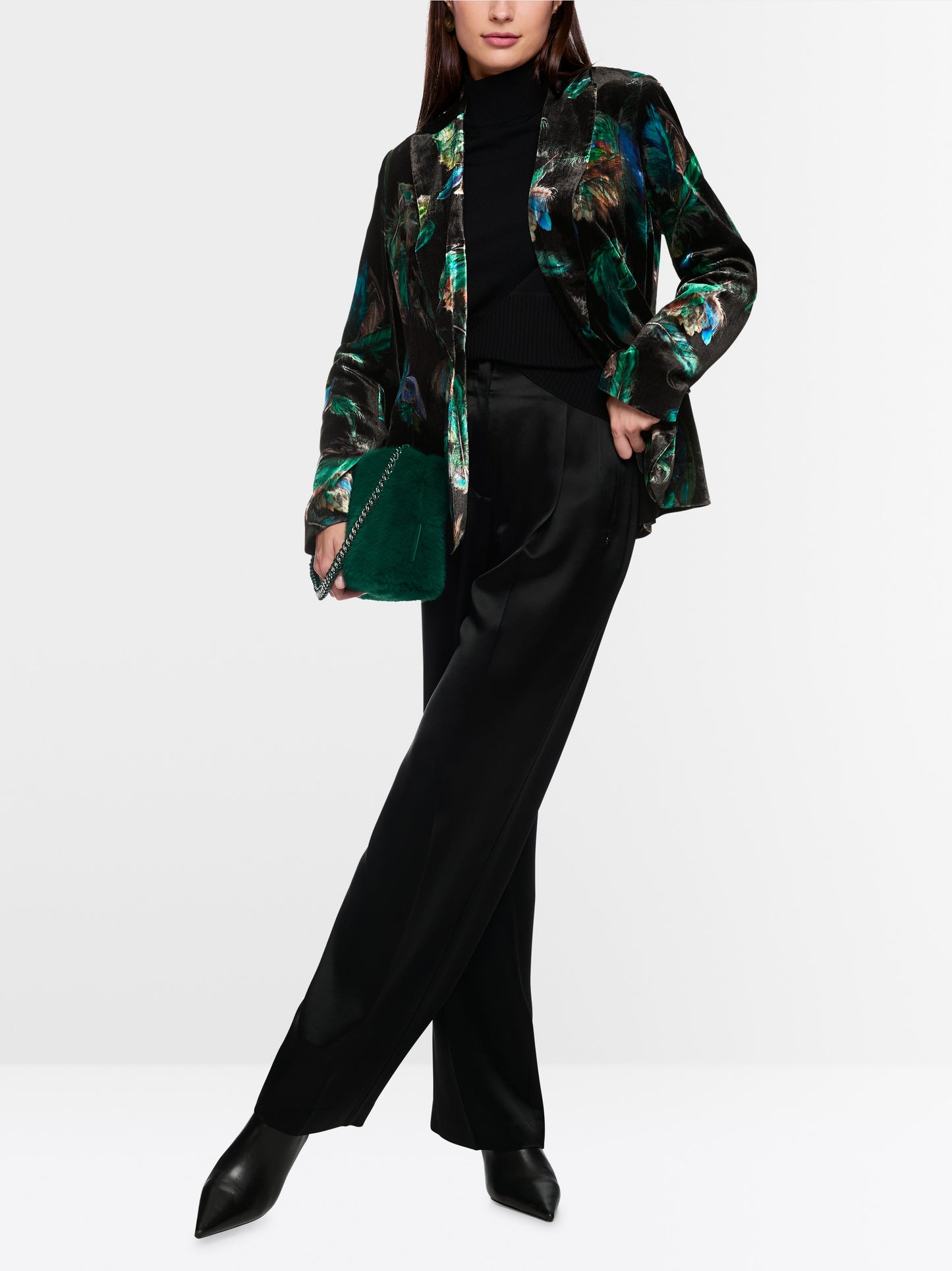 Marc Cain Velvet Blazer with Feather Print