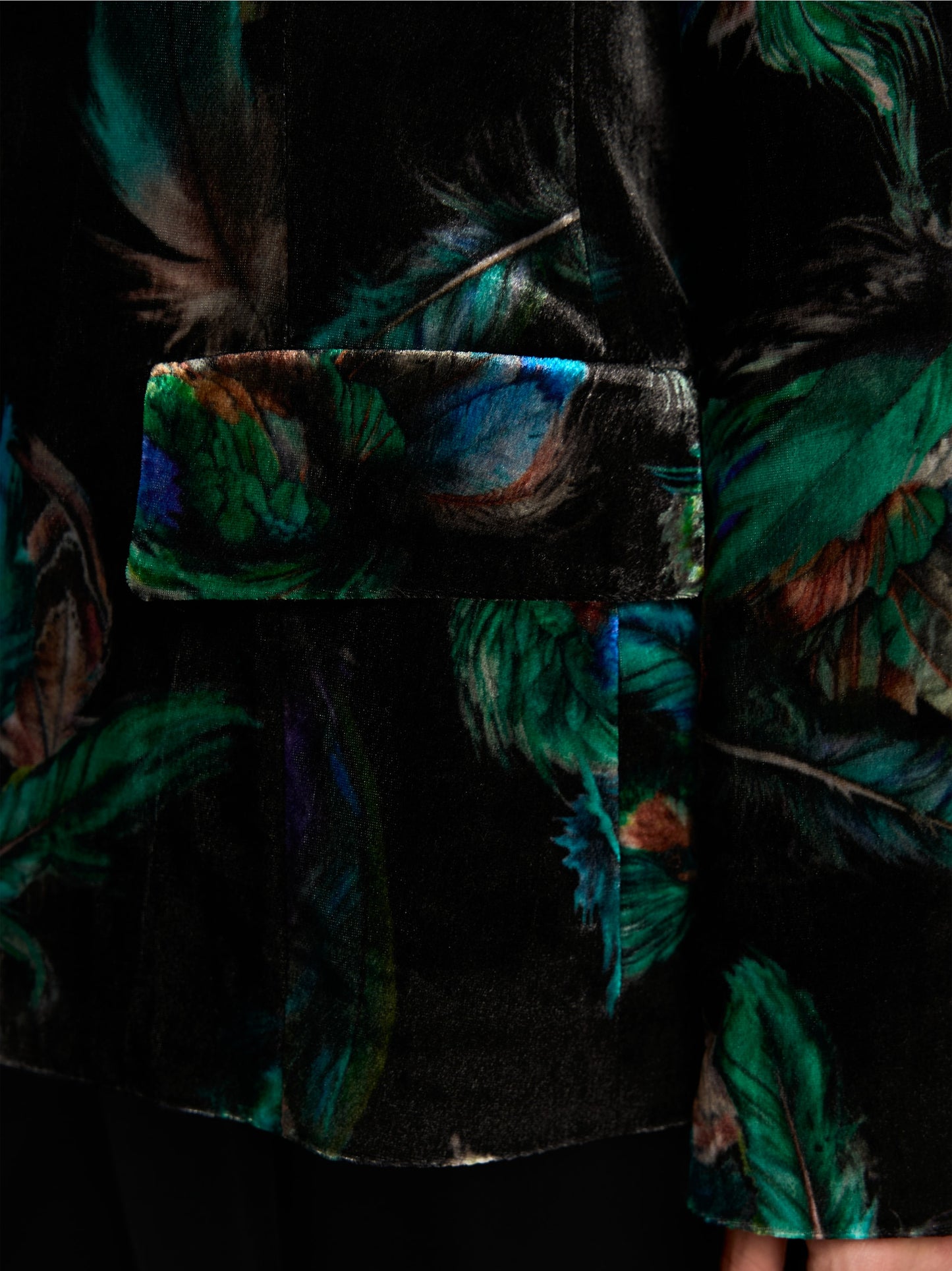 Marc Cain Velvet Blazer with Feather Print