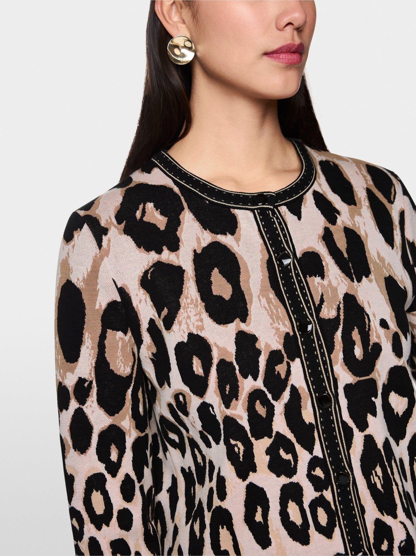 Marc Cain Cropped Leopard Print Cardigan ZC 39.09 M21