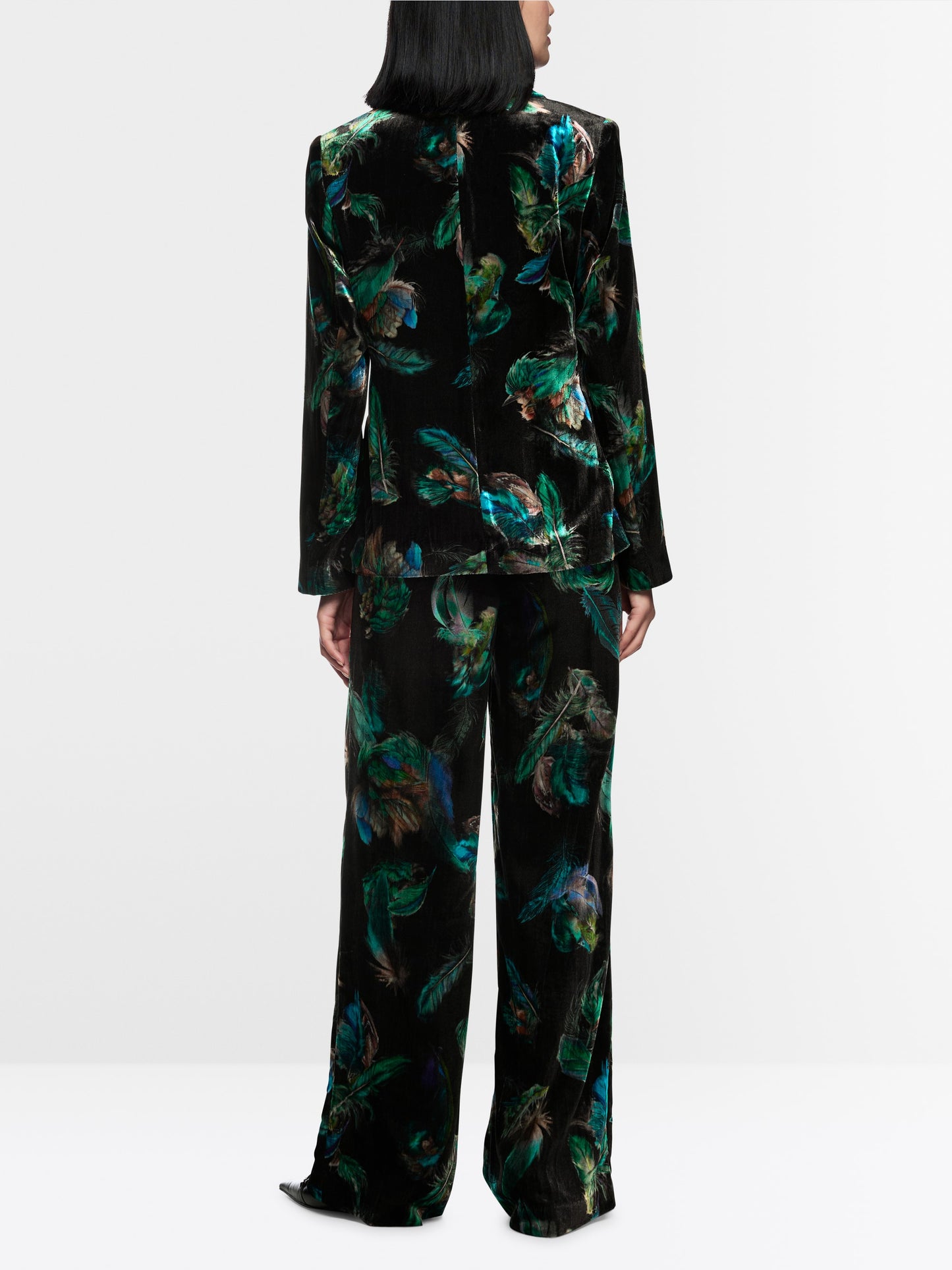 Marc Cain Warri Velvet Trousers with Feather Print