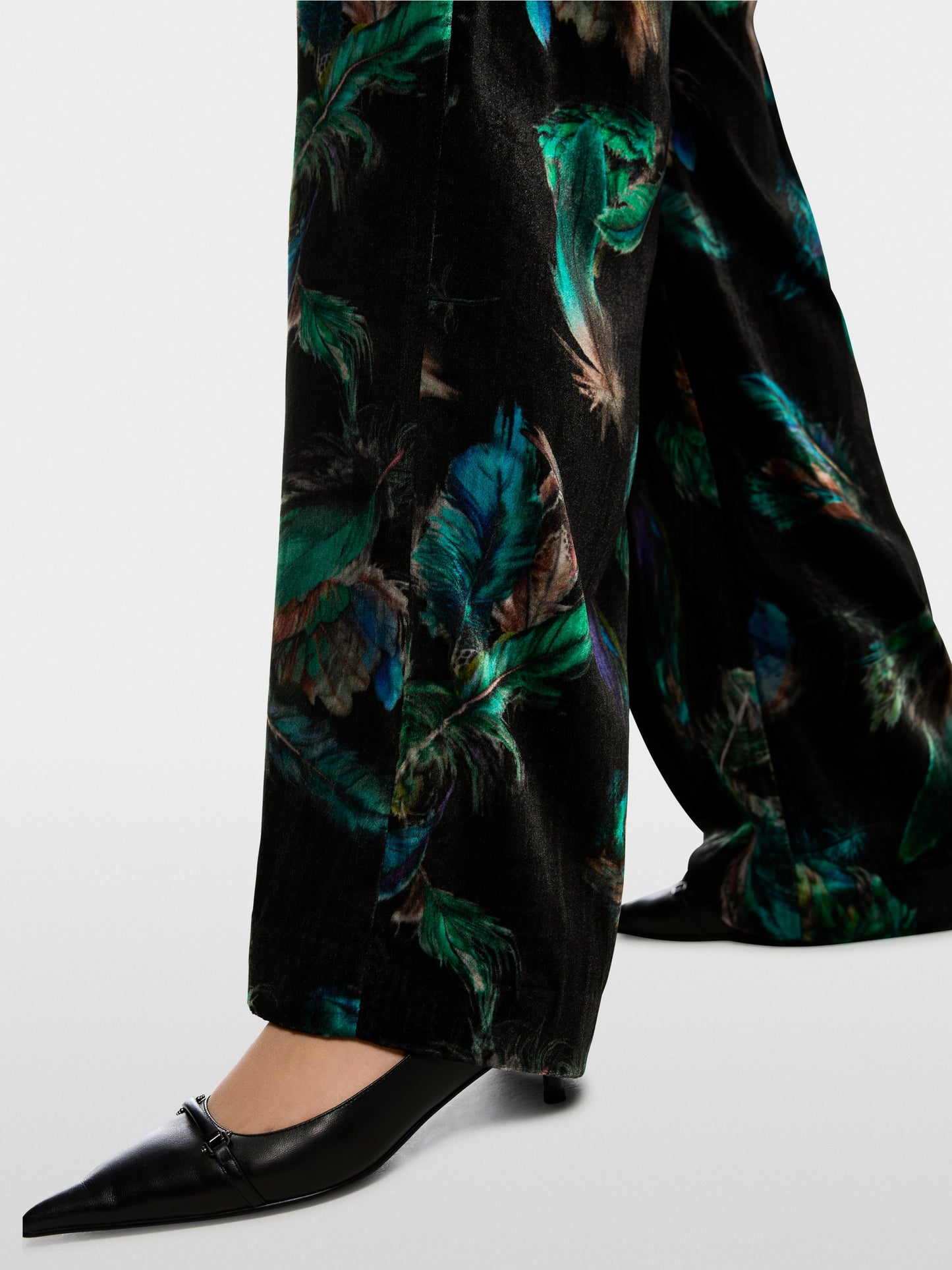 Marc Cain Warri Velvet Trousers with Feather Print