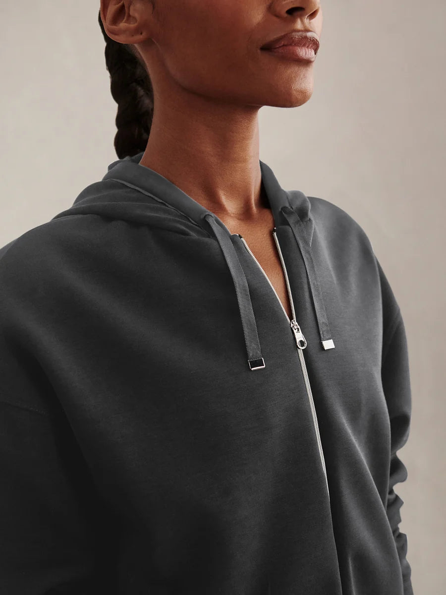 Varley Jorgie Zip-Through Hoodie - Slate Black VAR03567