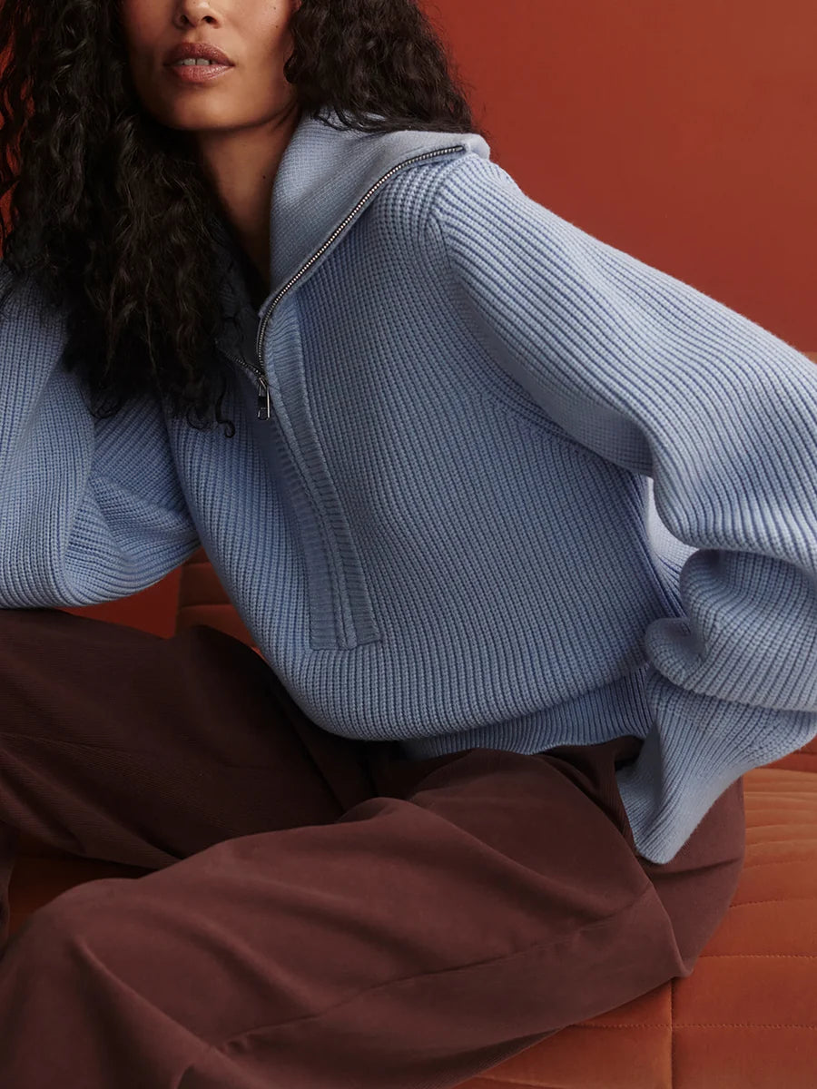 Varley - Maura Half-Zip Rib Knit Kentucky Blue