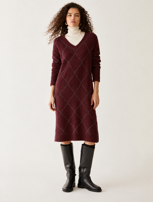 PennyBlack - Argyle lamé knit dress - MAROON PBPZANZARA