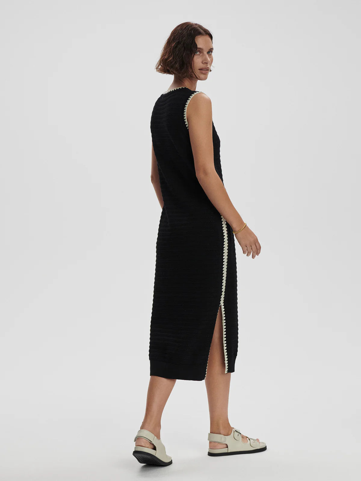 Varley Dwight Tank Knit Midi Dress (Black)
