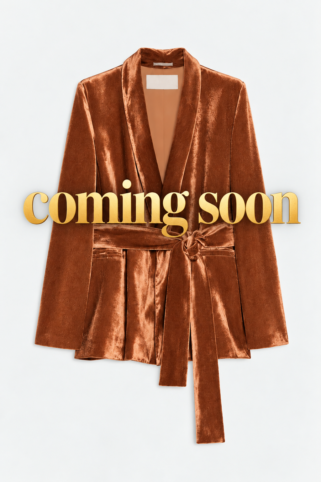 Blazer image with larger gold “coming soon” lettering