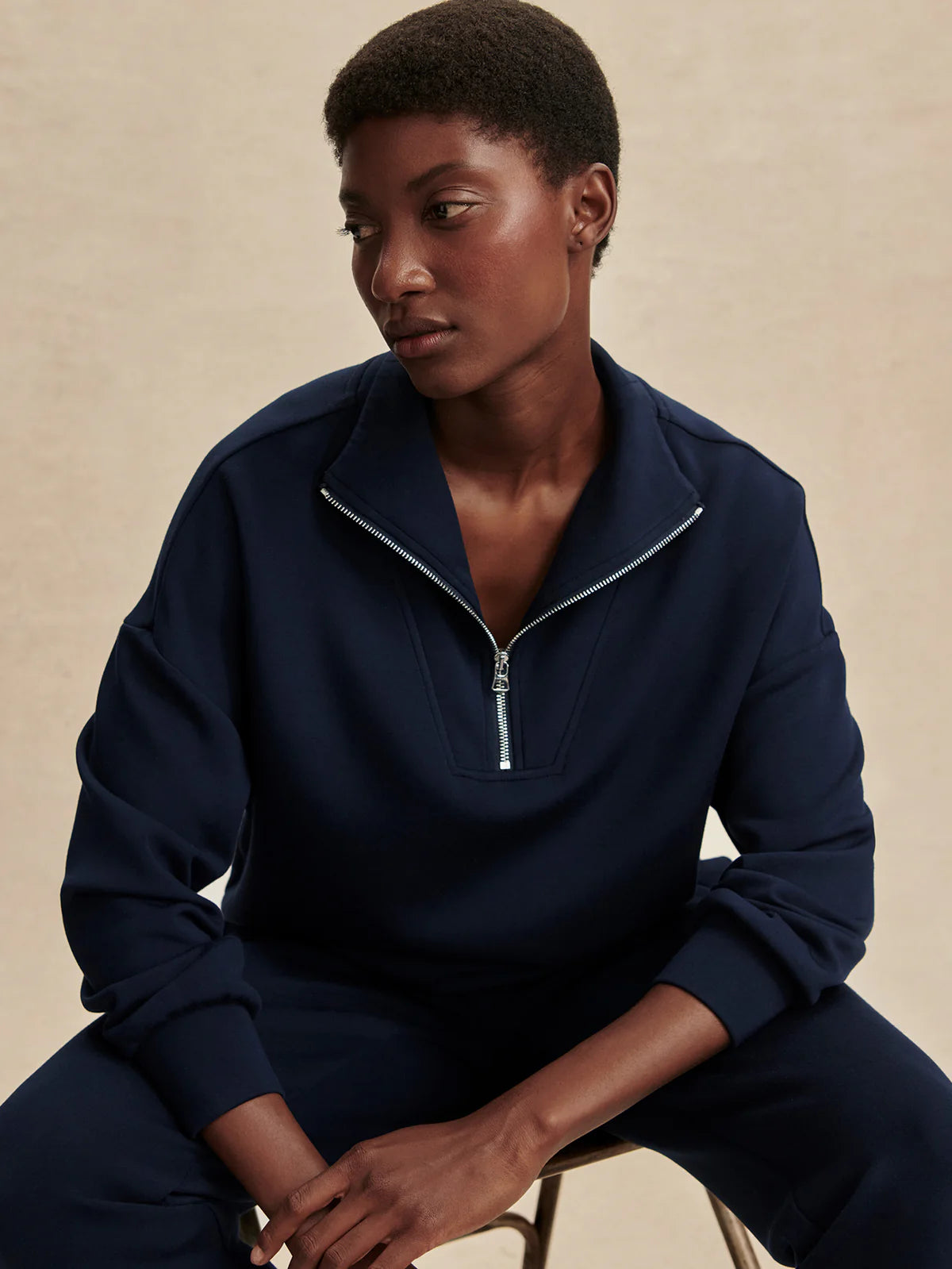 Hawley Half Zip Sweat  Navy