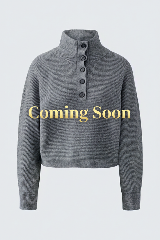 Coming Soon - Grey Button-Neck Pullover