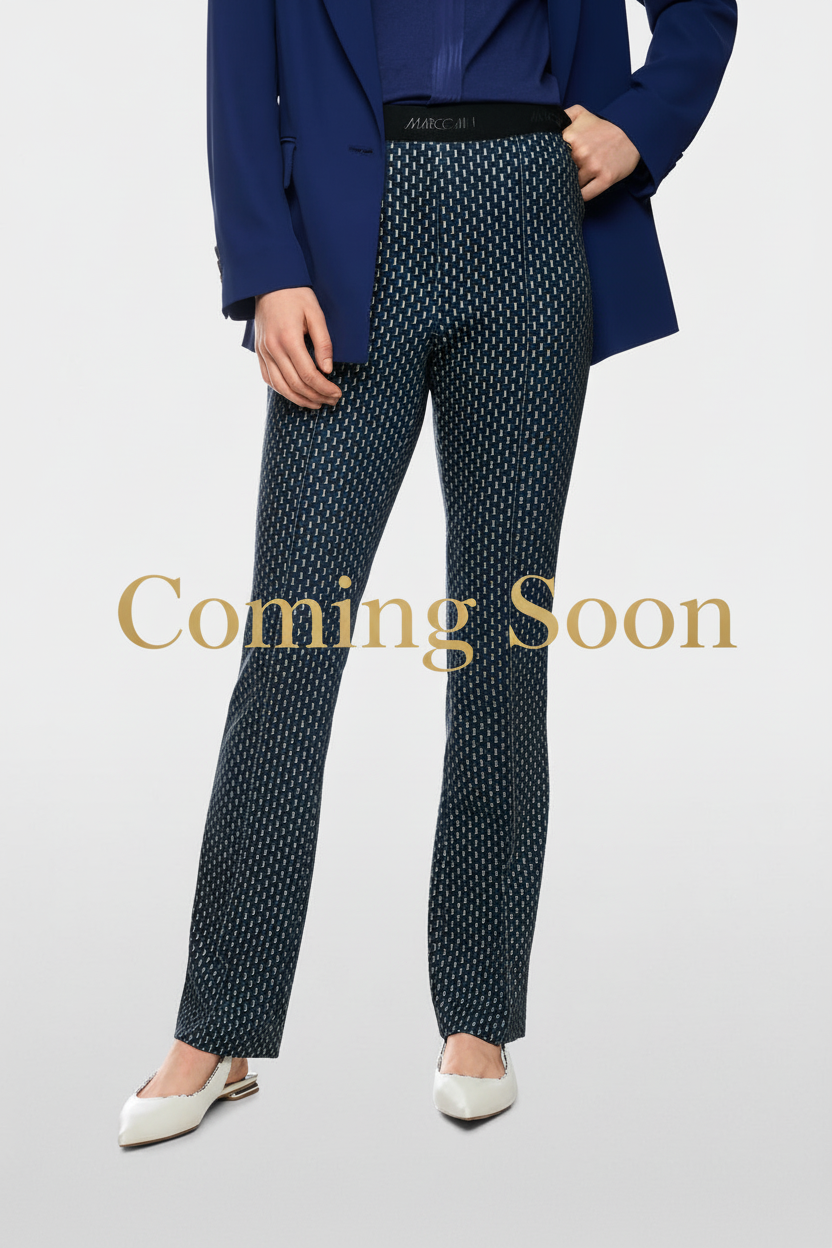 Coming Soon - Marc Cain Navy Patterned Trousers