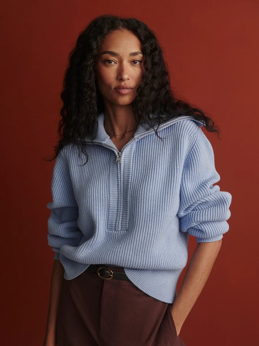 Varley - Maura Half-Zip Rib Knit Kentucky Blue