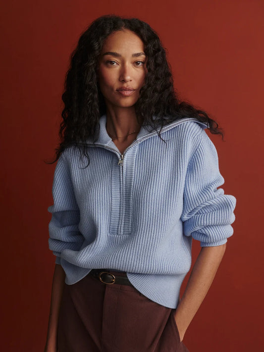 Varley - Maura Half-Zip Rib Knit Kentucky Blue