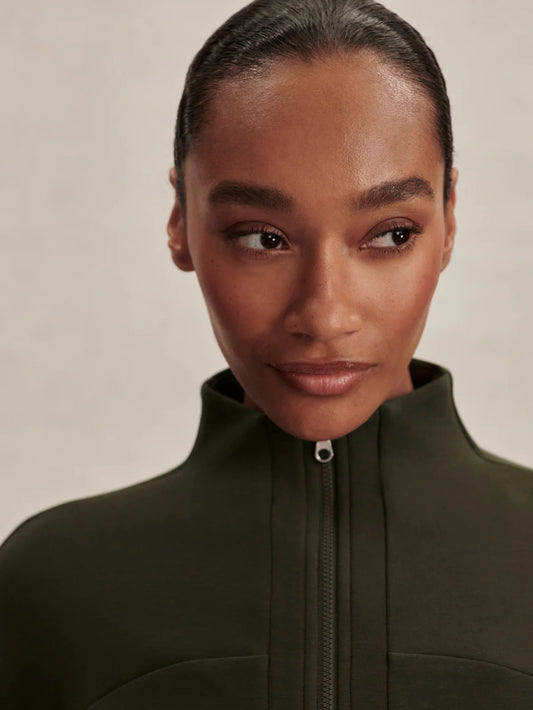 Varley Tayah Zip-Through Sweat in Dark Resin
