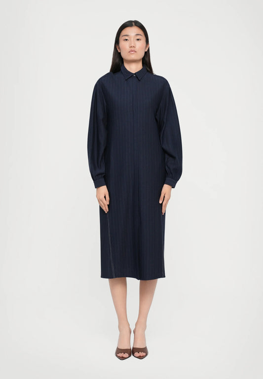 MM MaxMara Domizia Navy Shirt Dress