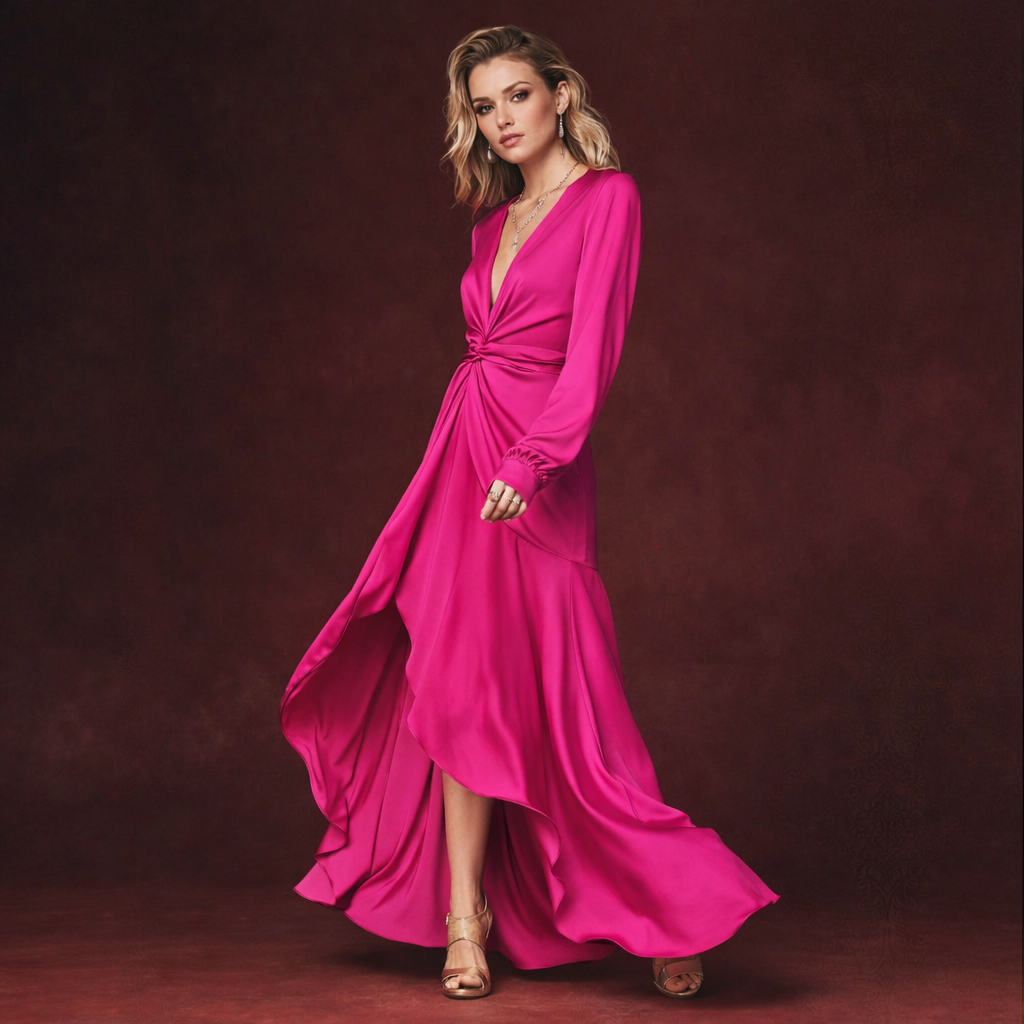 Silk95Five Ananda Long Dress Fushia