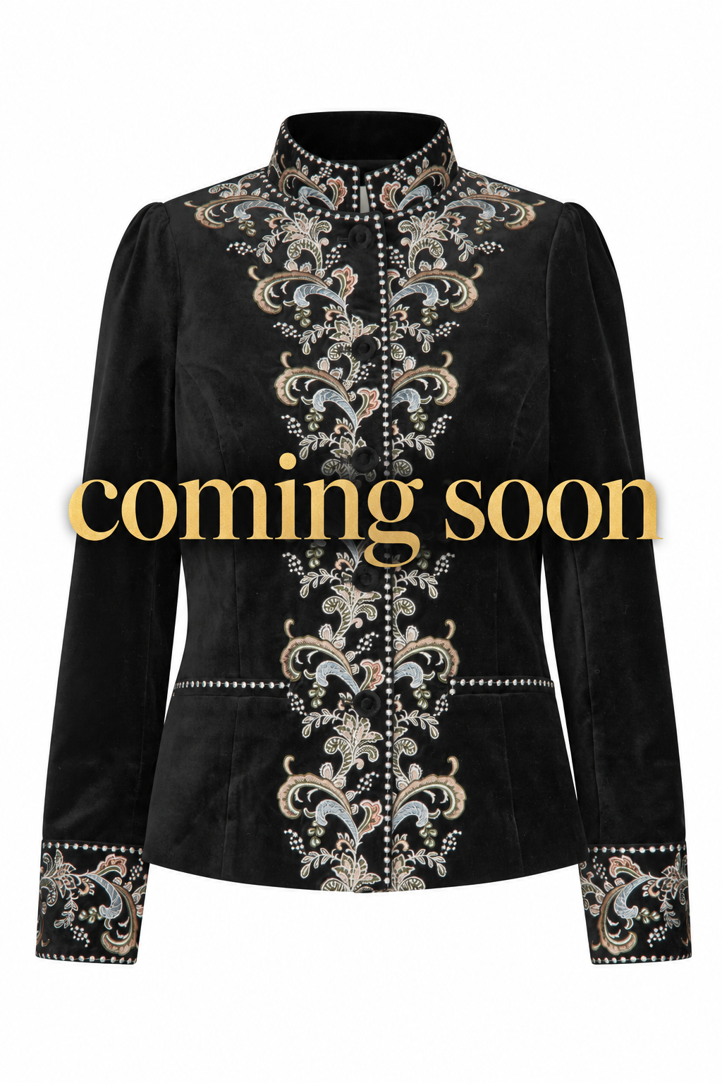 Jacket image with large gold “coming soon” lettering across the centre